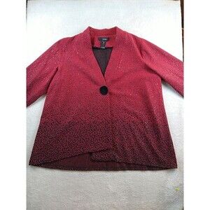 Ali Miles Jacket Cardigan Top Women's 1X Artsy Red Black Cuffed Sleeve